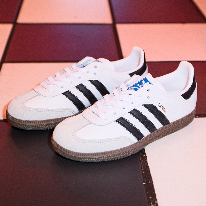 Shop adidas shoes. Image features adidas samba in color black and white