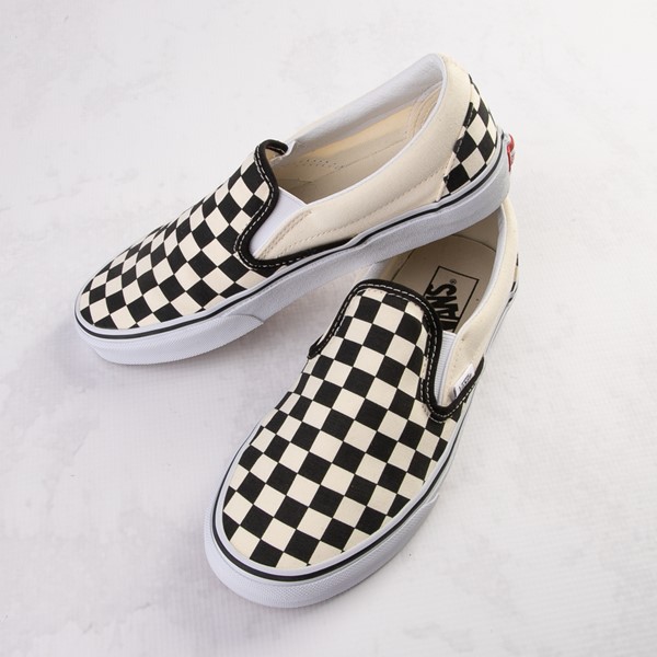 Main view of Vans Slip-On Checkerboard Skate Shoe - Black / White