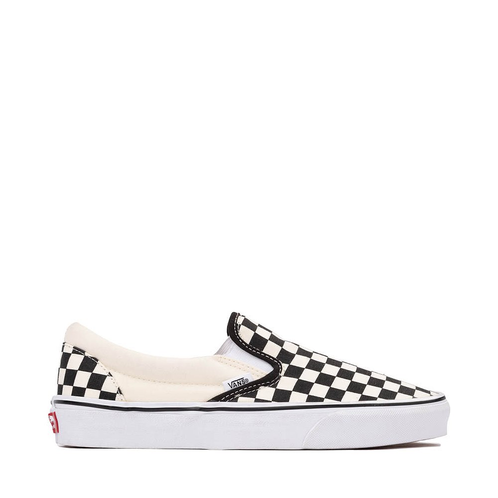 Chaussure de skate sans lacets Vans à motif en damier - Noire / Blanche