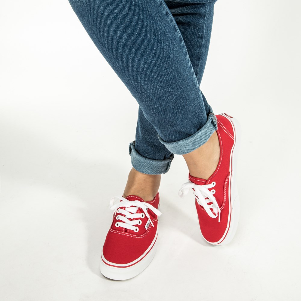 red authentic vans on feet \u003e Clearance shop