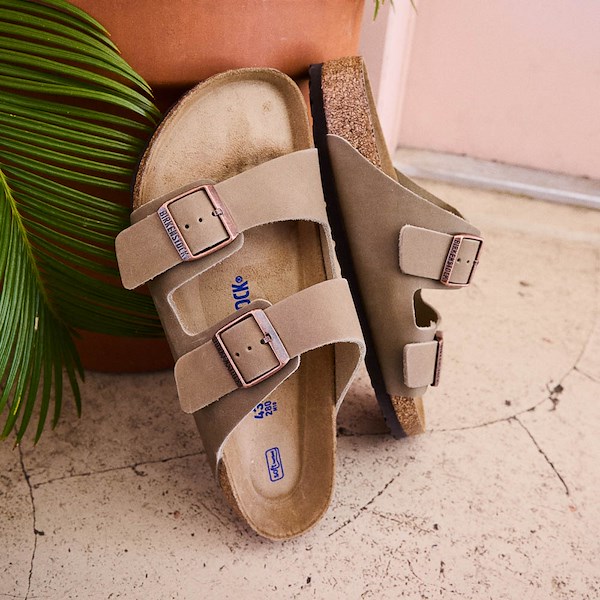 Mens Birkenstock Arizona Soft Footbed Slide Sandal - Tobacco