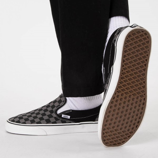 Chaussure de skate sans lacets Vans à motif en damier - Grise / Noire