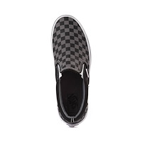 gray and black slip on vans