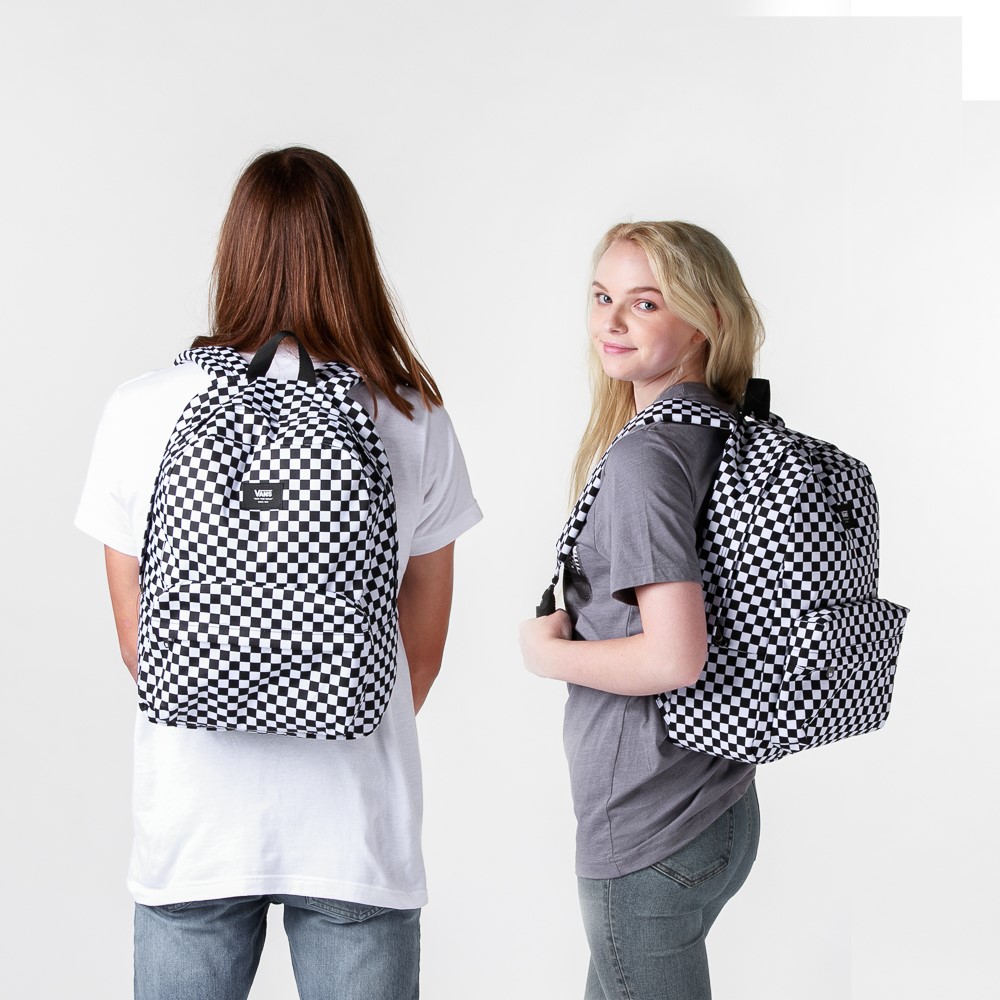 vans checkerboard backpack black