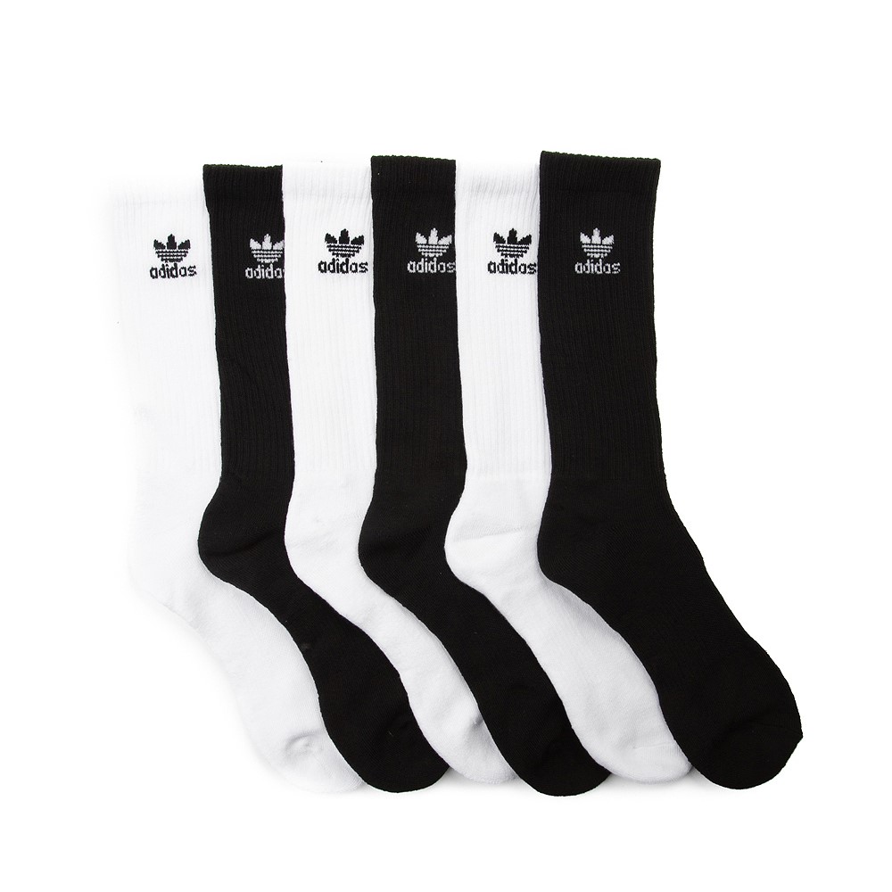 Paquet de 6 paires de chaussettes adidas Trefoil Crew pour hommes - Noir / Blanc