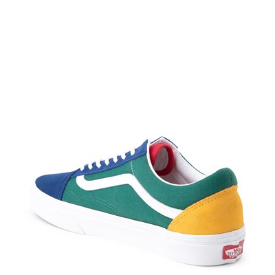 blue yellow green and red vans