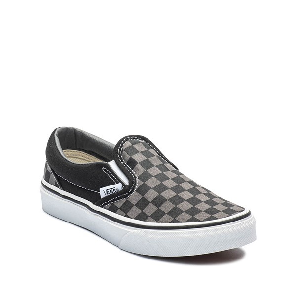 alternate view Vans Slip-On Checkerboard Skate Shoe - Little Kid / Big Kid - Black / GreyALT5