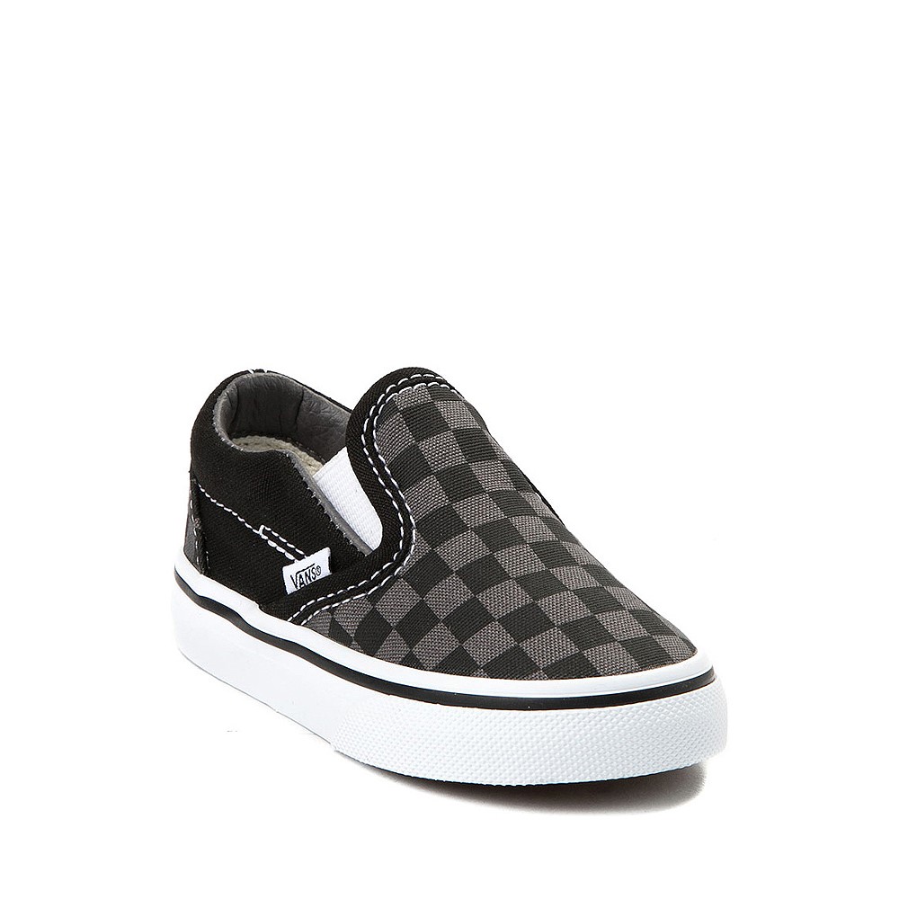 Vans Slip On Checkerboard Skate Shoe - Baby / Toddler - Black / Grey