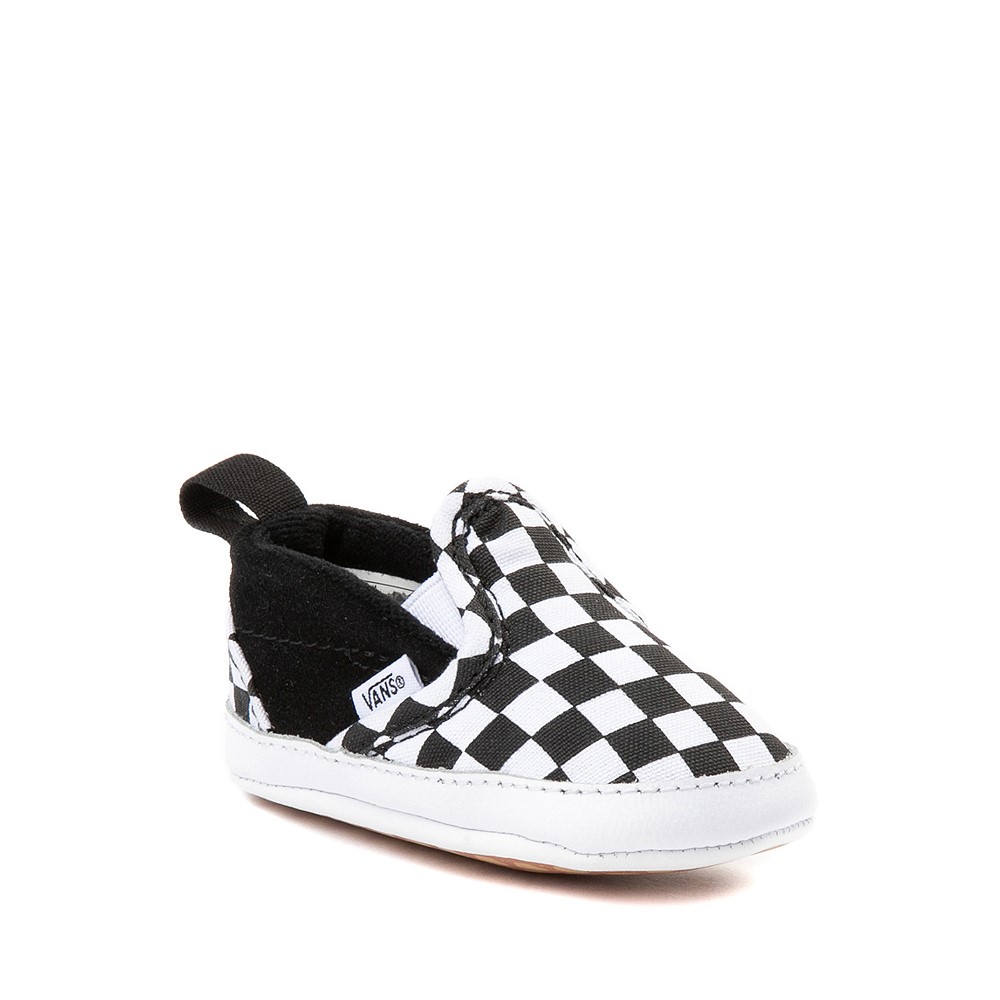 Vans Slip-On V Checkerboard Skate Shoe - Baby Black / White | JourneysCanada