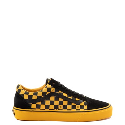 checkerboard vans yellow and black