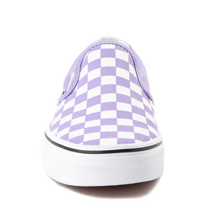 purple and white checkered vans