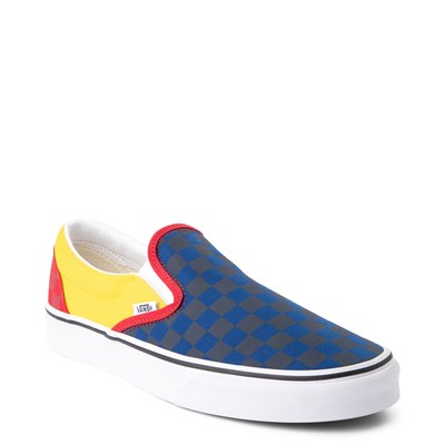 yellow checkered slip on vans