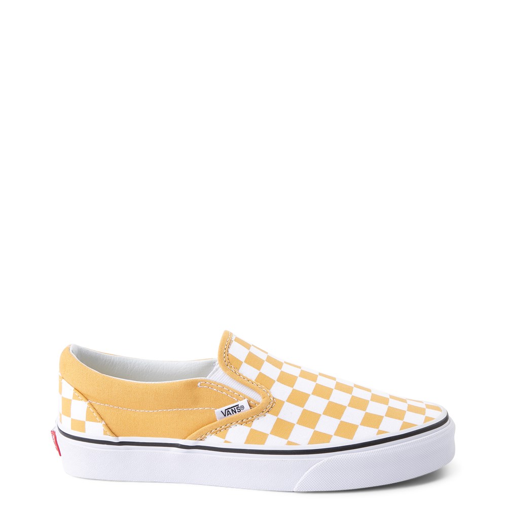 vans slip on chex skate shoe yellow 