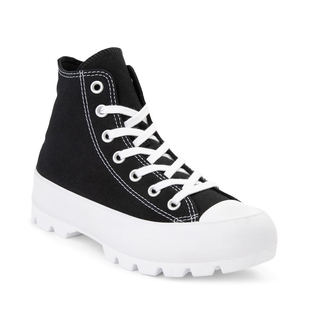 lugged black and white converse