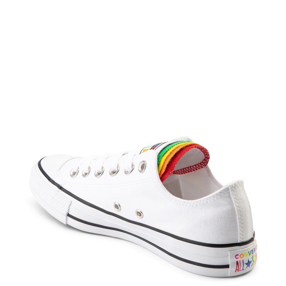 white converse with coloured tongues