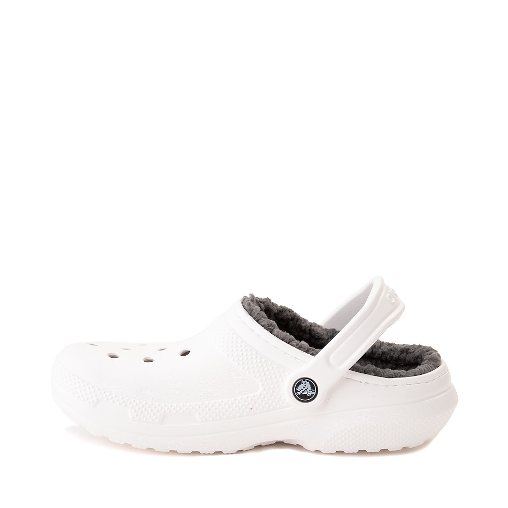 white crocs with grey lining