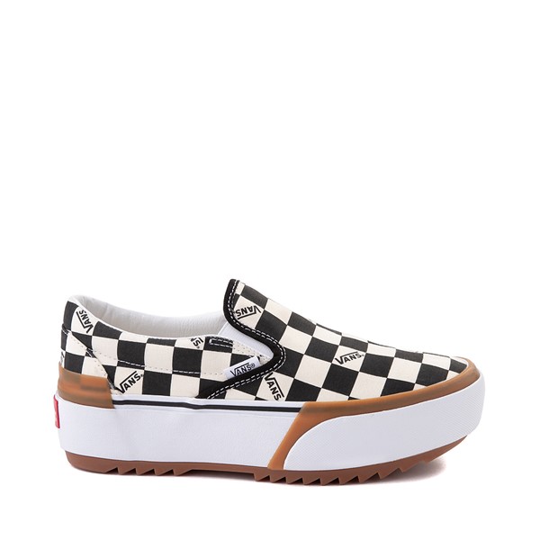 Vans Slip On Stacked Checkerboard Skate Shoe - Black / White