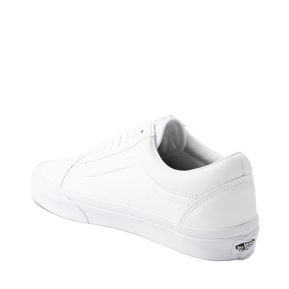 vans old skool leather trainers in white