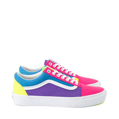 Alternate view of Vans Old Skool Neon Color-Block Skate Shoe - Pink / Purple / Yellow
