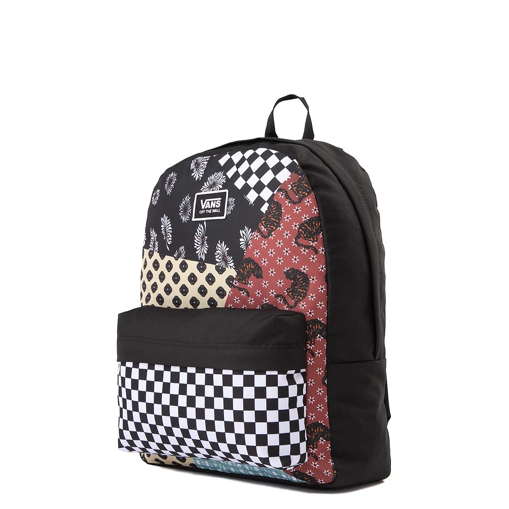 vans black floral backpack