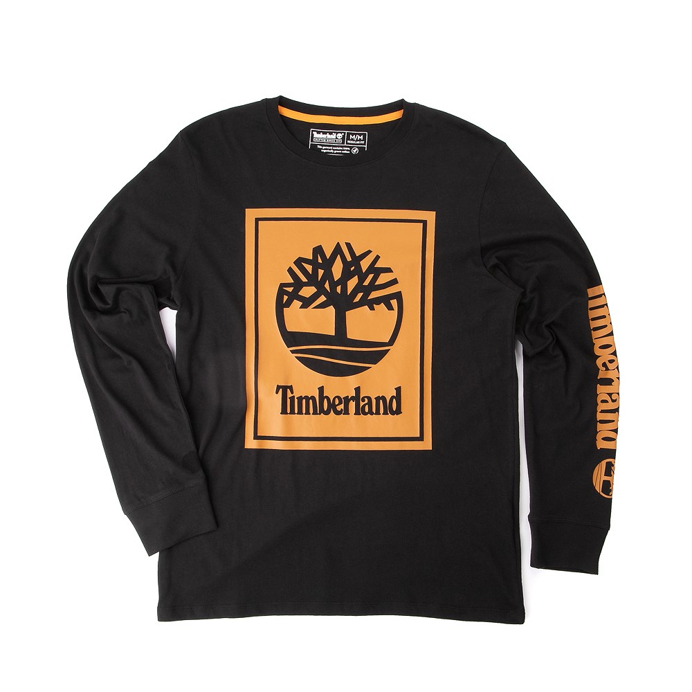 T-shirt à manches longues Timberland Stacked Logo pour hommes - Noir