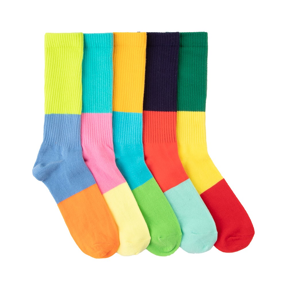 Mens Tri-Color-Block Crew Socks 5 Pack - Multicolor | JourneysCanada