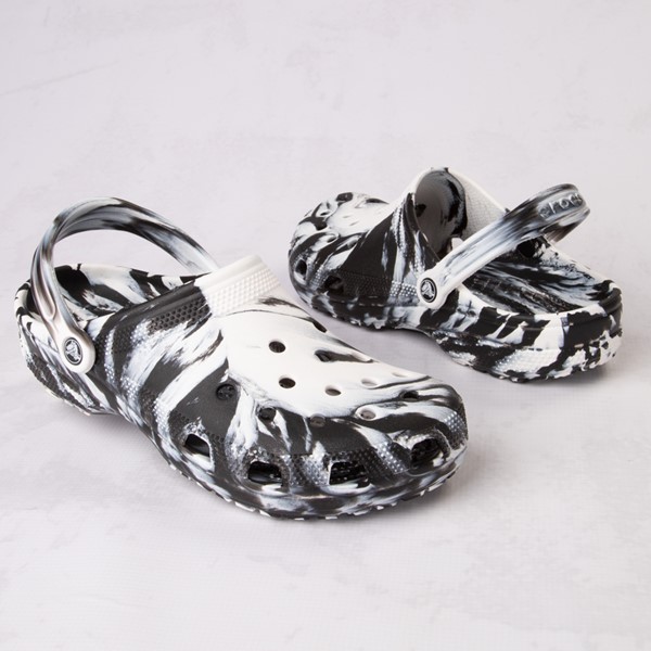 Main view of Crocs Classic Clog - Marbled Black / White