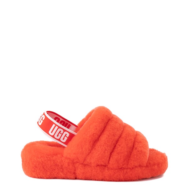 Sandale de type « slide » UGG® Fluff Yeah pour femmes - Rouge-orangé