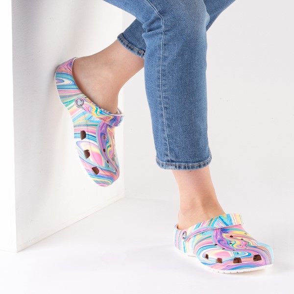 alternate view Crocs Classic Marble Clog - White / Marbled Pastel MulticolorB-LIFESTYLE1
