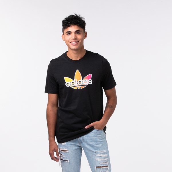 T-shirt de sport à imprimé adidas Trefoil pour hommes - Noir/Multi