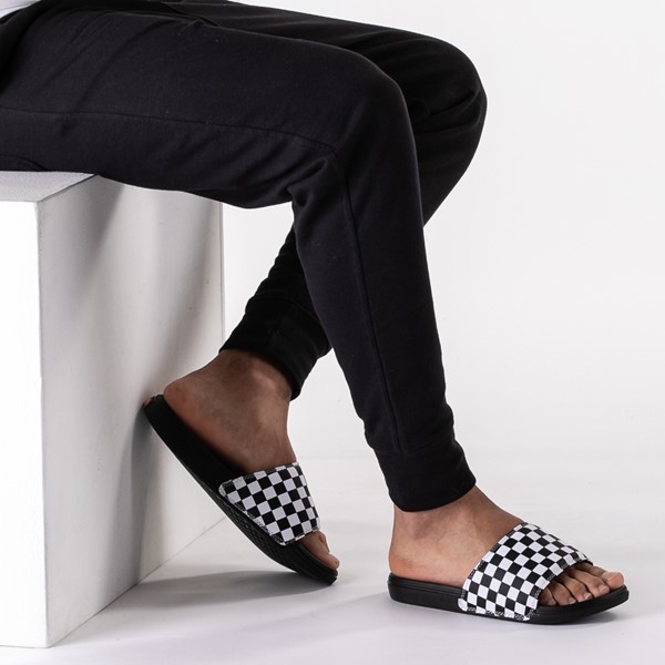 alternate view Vans La Costa Slide On Checkerboard Sandal - Black / WhiteB-LIFESTYLE1