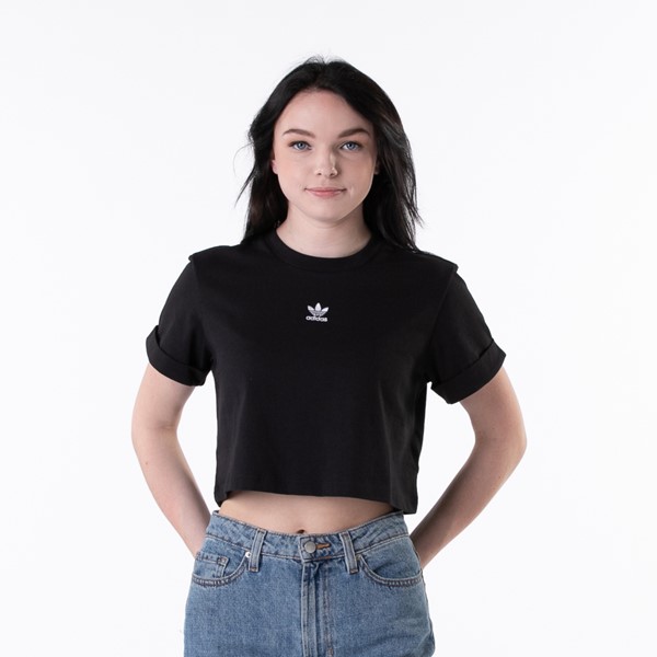 Vue principale de T-shirt court adidas Adicolor Essentials pour femmes — Noir