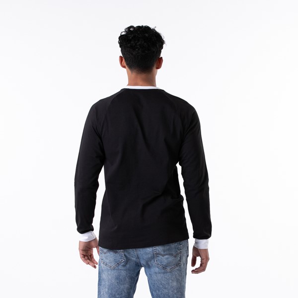 alternate view Mens adidas Three Stripe Long Sleeve 3 Stripe Tee - BlackALT1