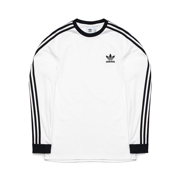 Vue principale de T-shirt à manches longues adidas Adi-Color Classics à trois bandes pour hommes - Blanc