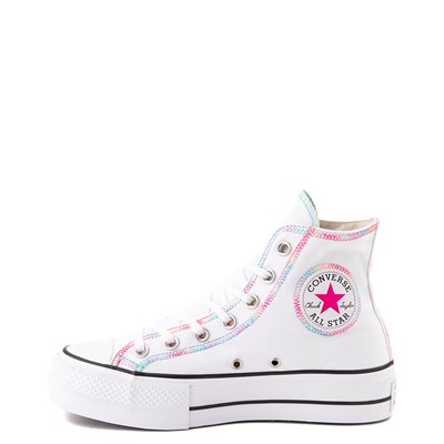 Alternate view of Womens Converse Chuck Taylor All Star Hi Lift Color-Pop Sneaker - White / Multicolor