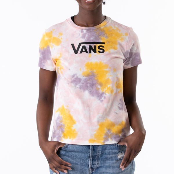 Vue principale de T-shirt à col arrondi Vans Interrupt pour femmes - Teinture sur noeuds mauve