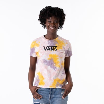 Vue alternative de T-shirt à col arrondi Vans Interrupt pour femmes - Teinture sur noeuds mauve