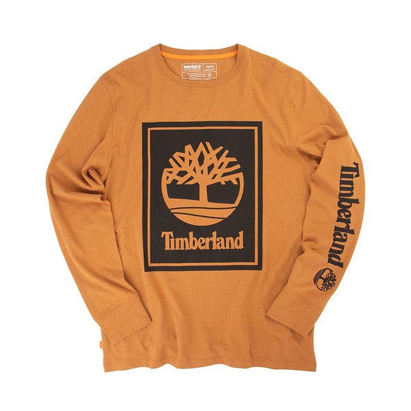 Mens Timberland Stacked Logo Long Sleeve Tee - Wheat