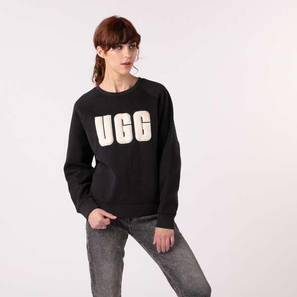 Main view of Womens UGG&reg; Madeline Fuzzy Logo Sweatshirt - Black