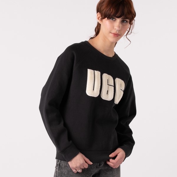 alternate view Womens UGG® Madeline Fuzzy Logo Sweatshirt - BlackALT1