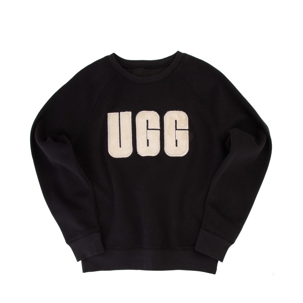 Womens UGG&reg; Madeline Fuzzy Logo Sweatshirt - Black