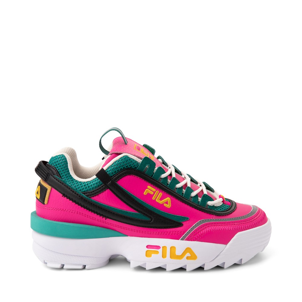 Womens Fila Disruptor 2 Premium Athletic Shoe - Glow Pink / Gold / Green