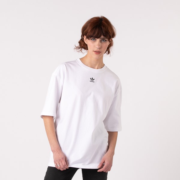 Main view of Womens adidas Adi-Color Essentials Loose Tee - White