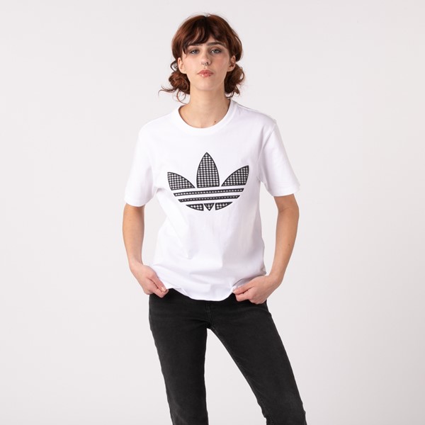 alternate view T-Shirt adidas Gingham Trefoil pour femmes - BlancALT1