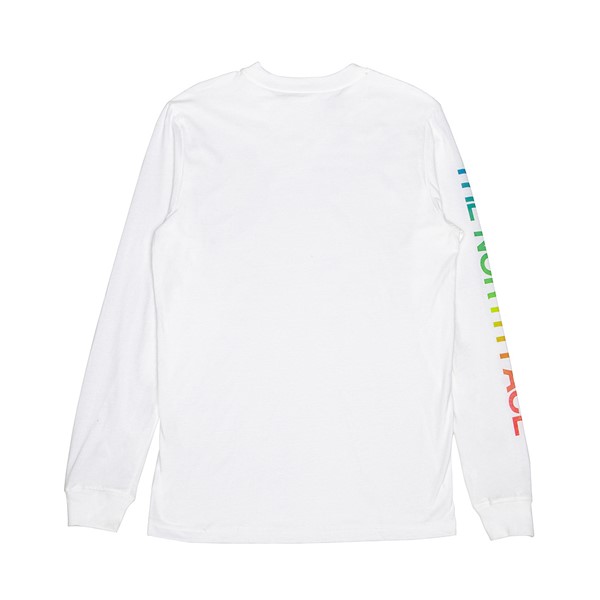 alternate view Mens The North Face Sleeve Hit Long Sleeve Tee - White / Horizon Red OmbreALT1