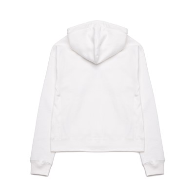 Alternate view of Womens Champion Script Reverse Weave Cropped Hoodie - White / Multicolor