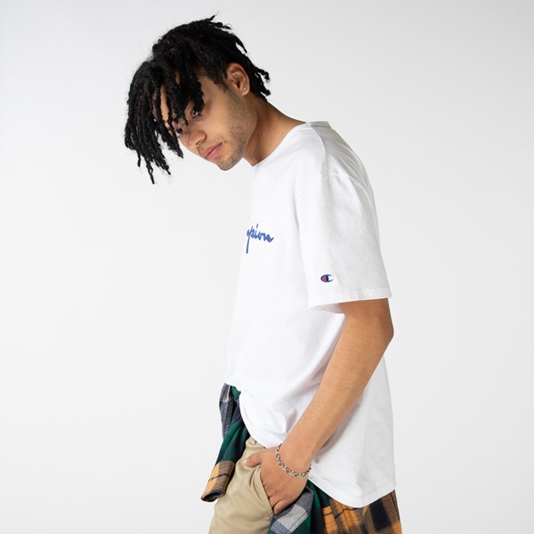 alternate view Mens Champion Lightweight Script Logo Tee - WhiteALT3