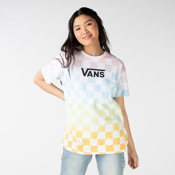 Vue principale de T-shirt Vans Wavy à motif en damier pour femmes - Multicolore