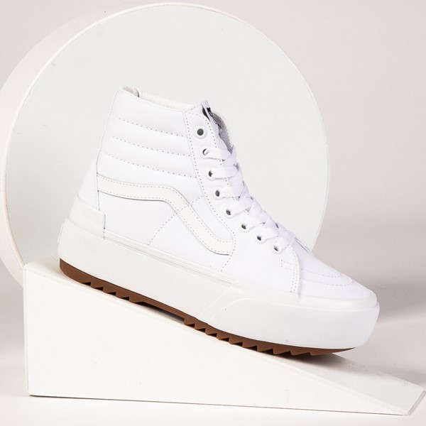 Chaussure de skate compensée Vans Sk8 Hi - Blanc monochrome
