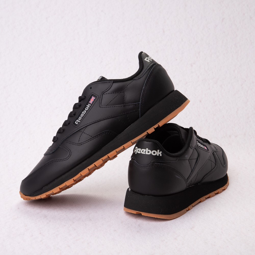 Chaussure athlétique en cuir Reebok Classic pour hommes - Noire / Gomme